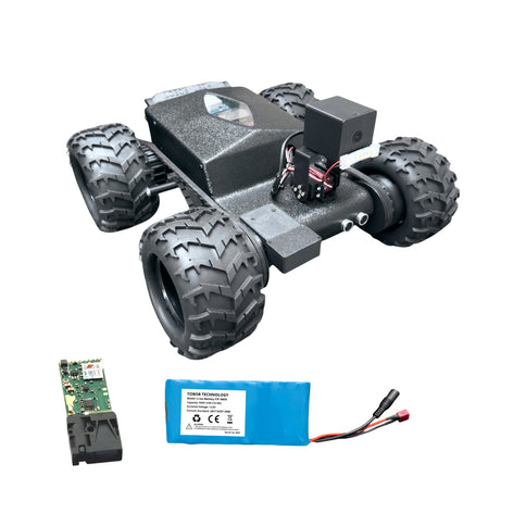 Hellcat Xplorer black inspection robot equipped with laser distance sensor and battery bakup