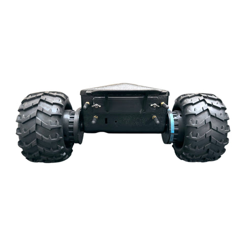 Front-facing view of Hellcat Xplorer robot with integrated LED lighting.