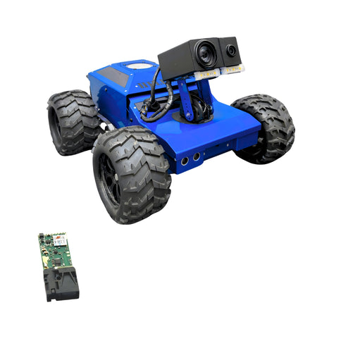 Hellcat Xtreme blue crawlspace robot featuring integrated laser sensor.