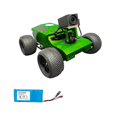 Green Hellcat Optimus rugged remote camera with 8000mAh backup battery.