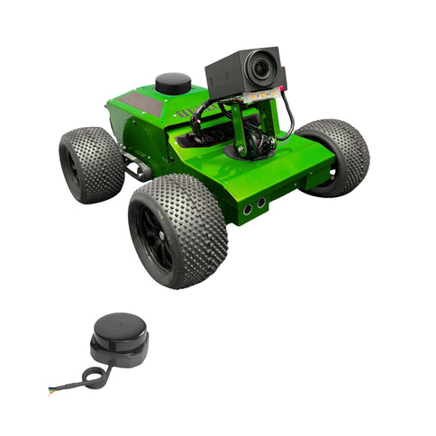 Green Hellcat Optimus crawlspace robot with LiDAR mapping module.