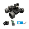 Robot chassis with camera and battery pack on a white background