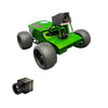 Green robot chassis with camera on a white background