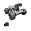 Robotics kit with wheels and camera on a white background