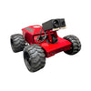 Red robot chassis with large wheels on a white background