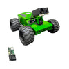 Green robot chassis with large wheels and a camera on a white background