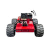 Red robot chassis with large wheels and a tilting camera on a white background